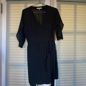 BB Dakota. Black sheer dress.‎ Frayed Belt attached. Size Small.